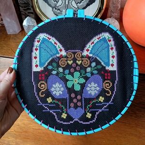 Kitty Cat Sugar Skull Cross Stitch